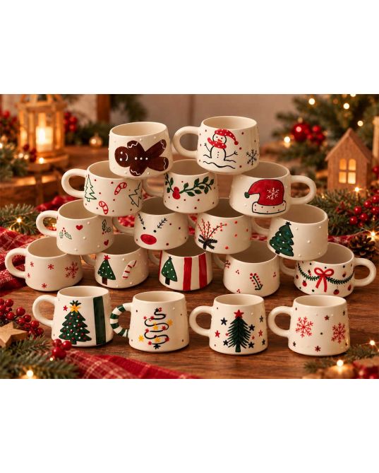 Handpainted κεραμικές κούπες Xmas