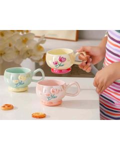 Κούπες με ανάγλυφα λουλούδια 350ml