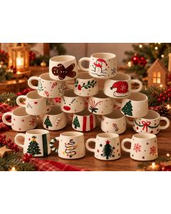 Handpainted κεραμικές κούπες Xmas